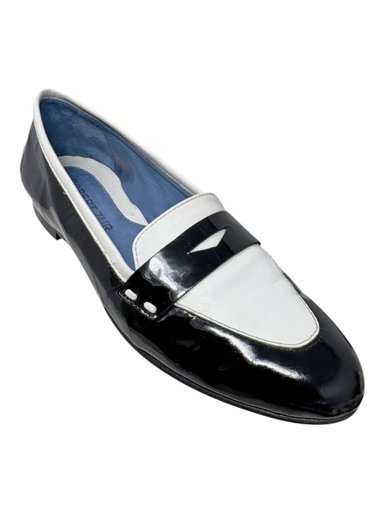 Robert Zur Black Color Block Leather Classic Penny Loafers